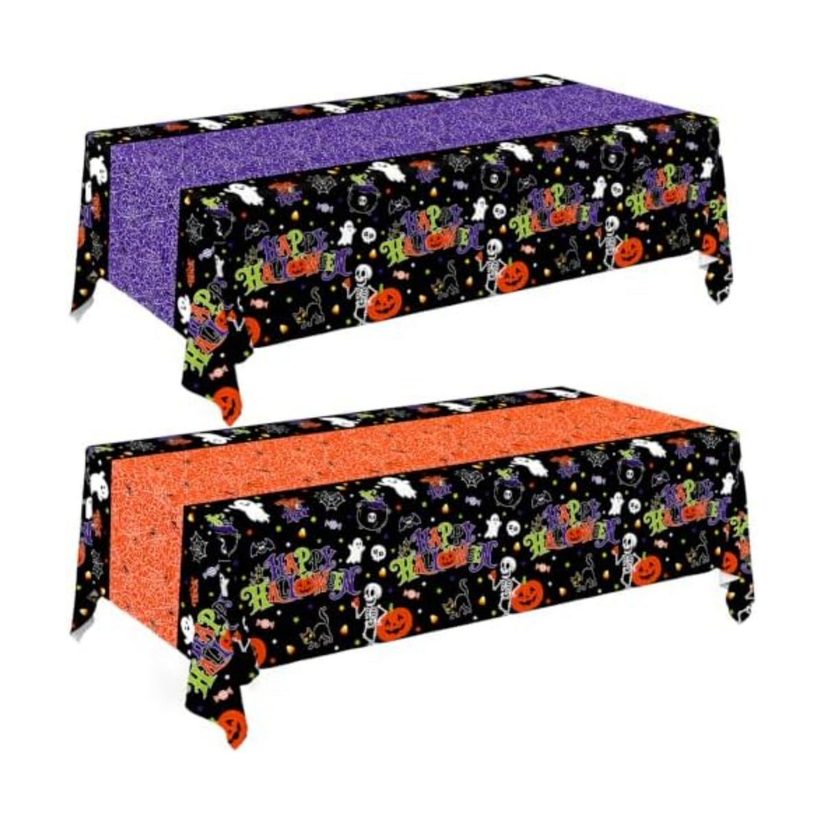 2 Pack Halloween Tablecloth, 54 x 108 Inch Disposable Plastic Table Cover, Halloween Party Supplies for Halloween Decor