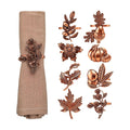 Remerry 8 Pcs Fall Thanksgiving Napkin Rings Set,Autumn Metal Holders