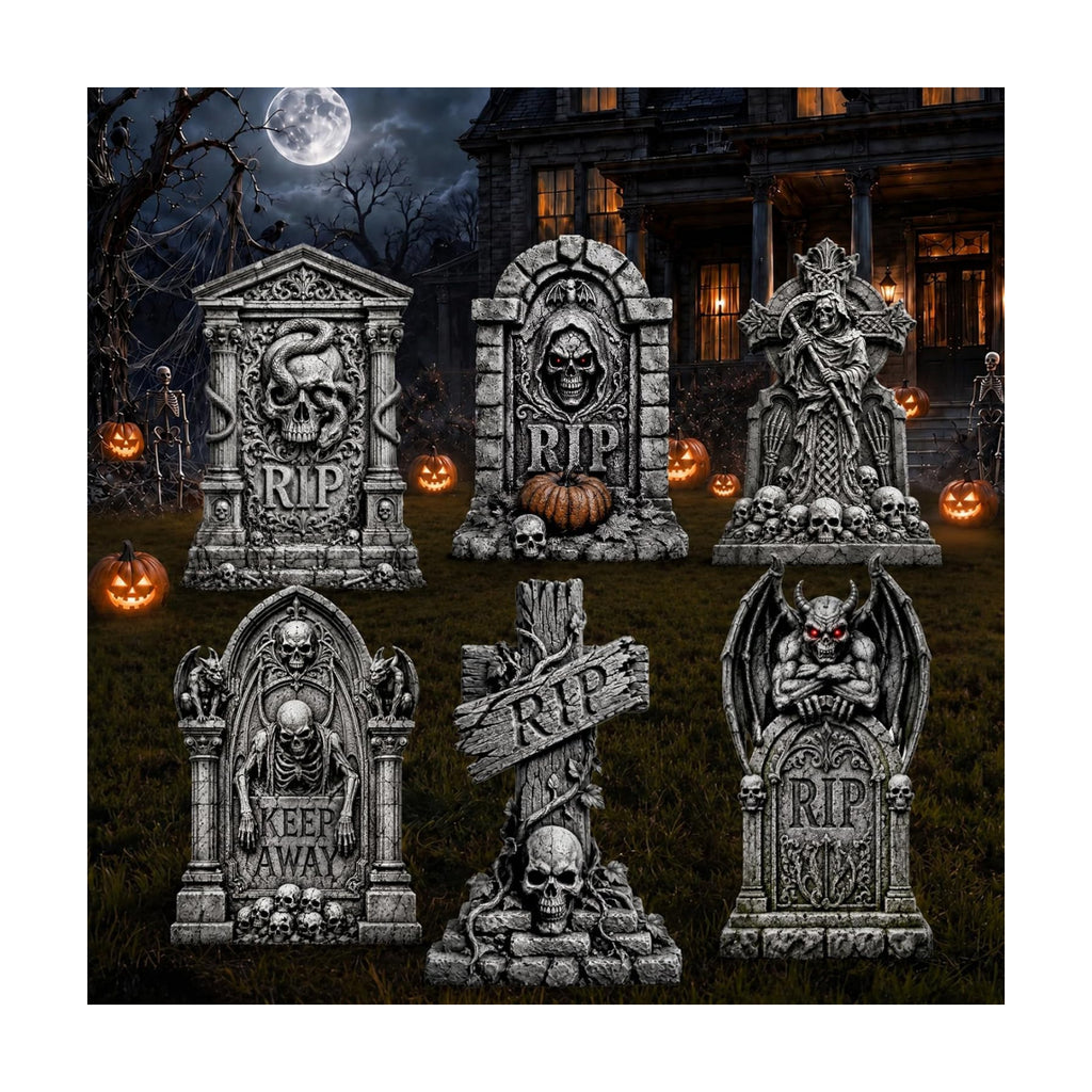 Halloween Decorations Outdoor, Tombstone Graveyard Yard Signs with Stakes