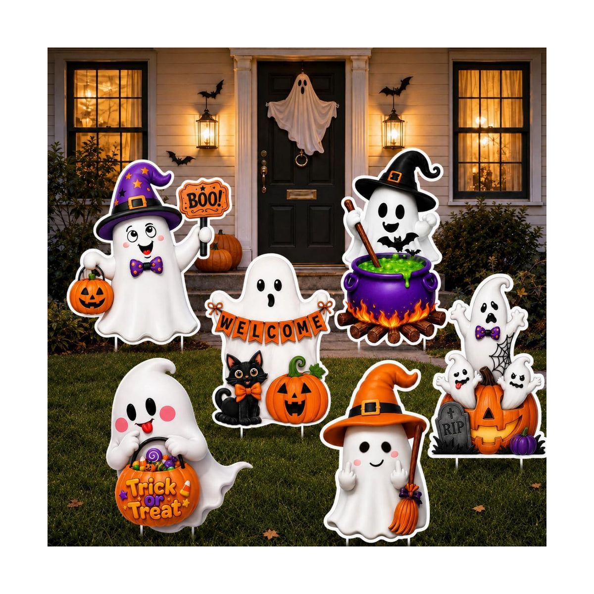 Ghost Halloween Decorations Outdoor, Cute Spooky Yard Signs with Stakes