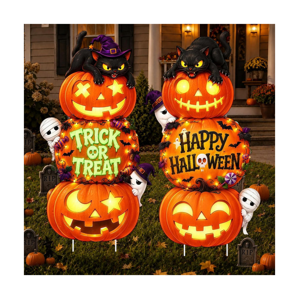 Halloween Decorations Outdoor Large Pumpkin Ghost Yard Signs with Stakes