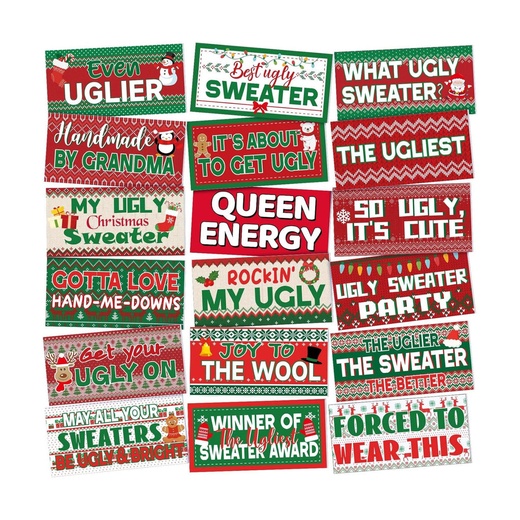 Beeveer 24 Designs Ugly Sweater Christmas Party Photo Booth Props Sign