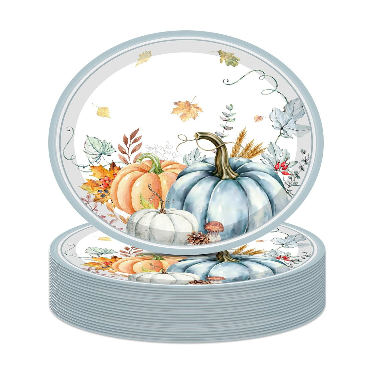 25Pcs Thanksgiving Oval Paper Plates Large Fall Disposable Plates10" x 12"