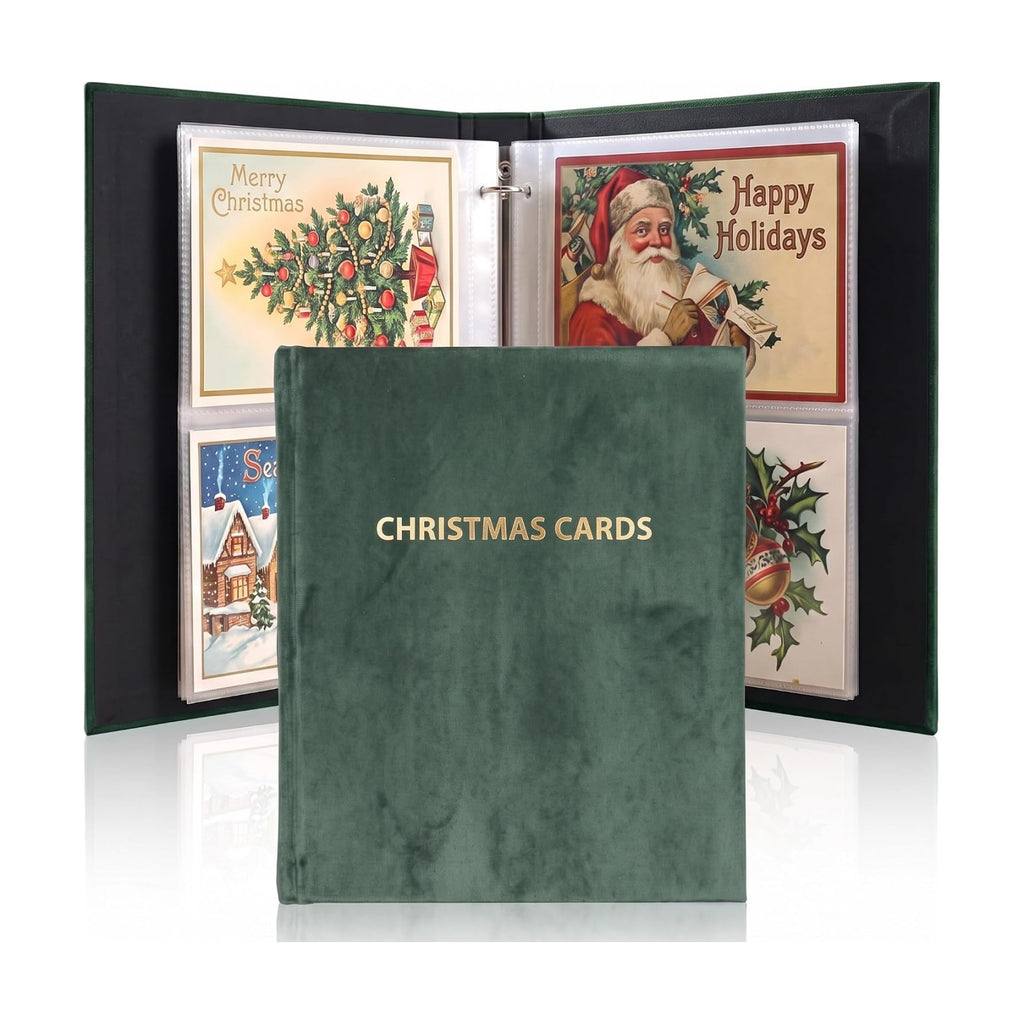 Spiareal Greeting Card Binder Album 6x8,Green,Vertical Two-panel Layout