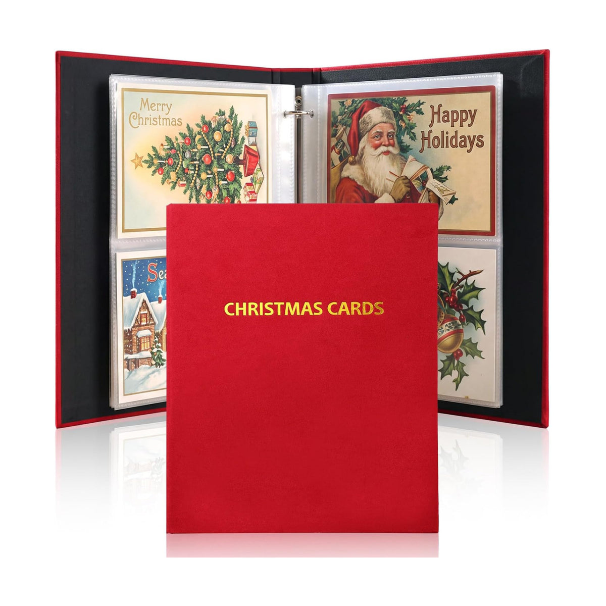 Spiareal Christmas Velvet Card Organizer with 100 Page, Suit 7x5 In Card