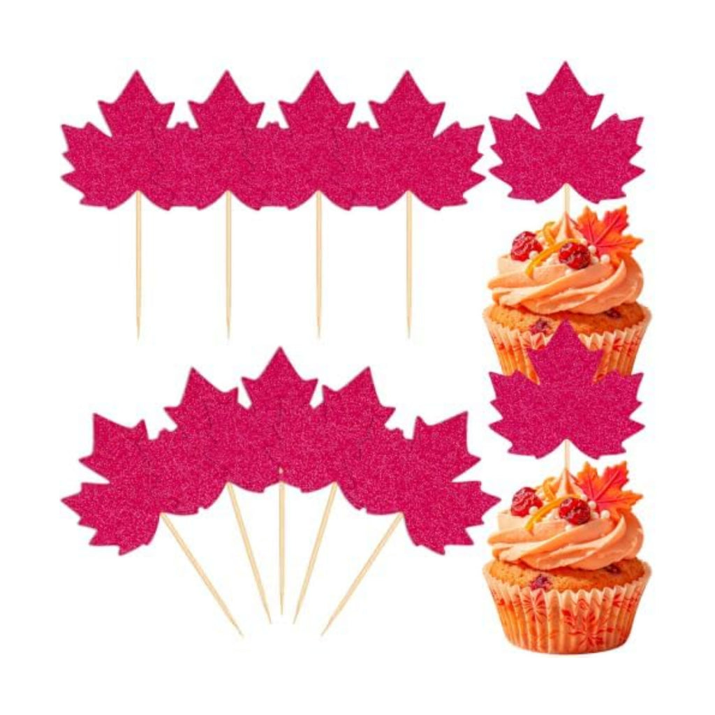 40Pcs Fall Leaf Cupcake Toppers Thanksgiving Cake Decorations