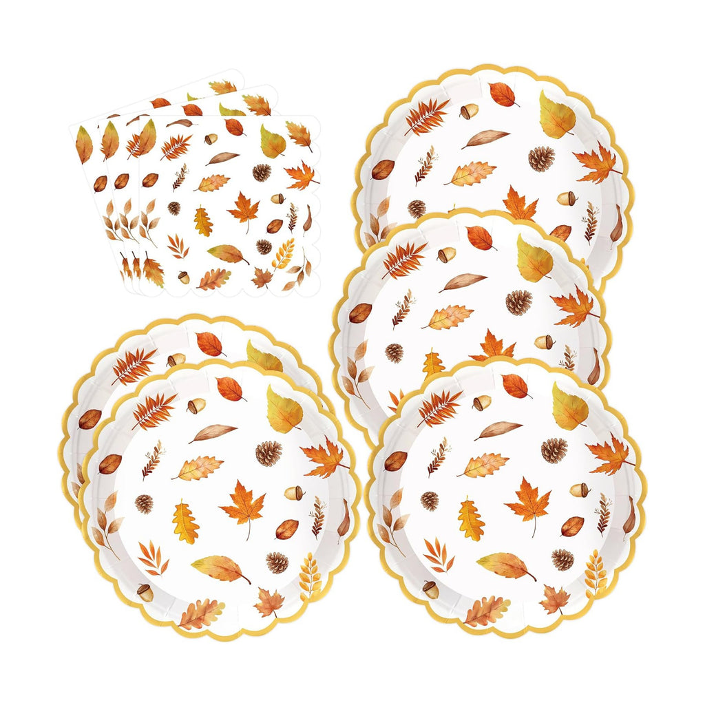 40PCS Fall Paper Plates and Napkins Set
