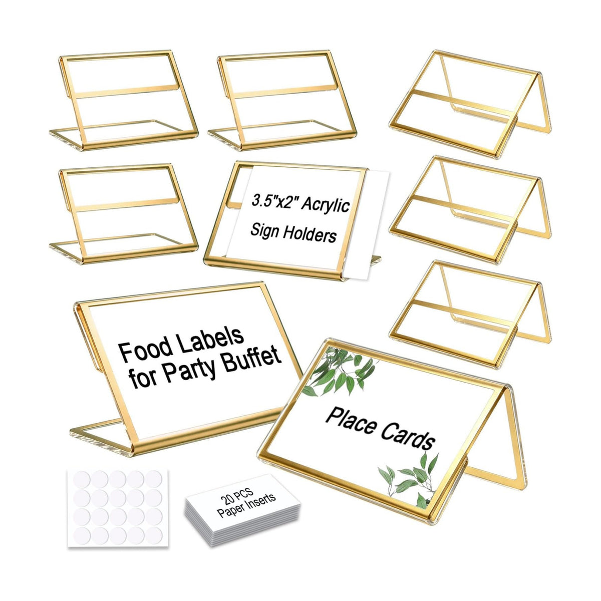 20pcs Food Labels for Party Buffet, 3.5"x2"Acrylic Sign Holder,Place Cards