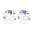 Mobiusea Creation Purple Floral Thank You for Celebrating with Us Stickers | Gold Foil Wedding Favor Stickers | 60pcs Waterproof 2" Thank You Labels for Baby Shower, Bridal Shower, Parties (Pack of 2)
