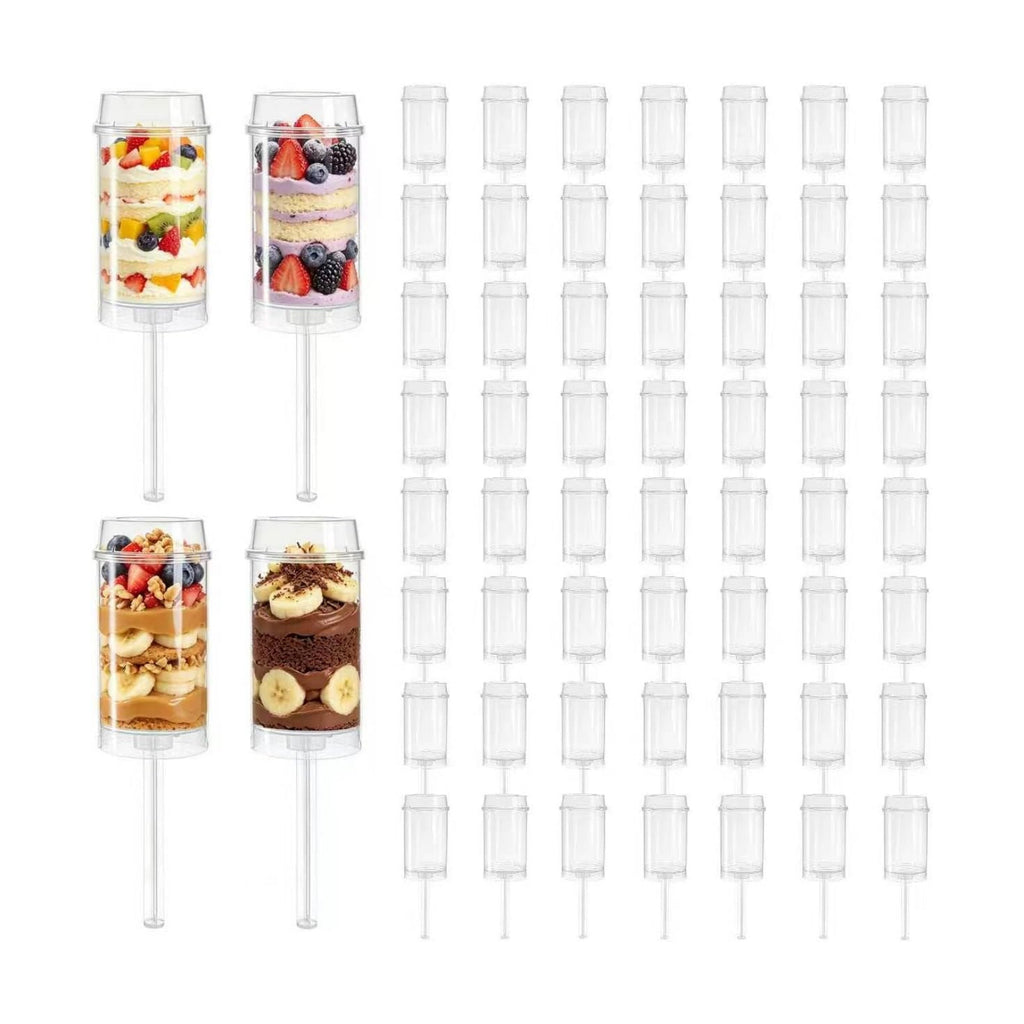 AZYM Cake Pop Stand, Clear Food-Grade Plastic Dessert Cups with Lids, Push Cake Pop Holder with Cutter Tool, Reusable Dessert Containers for Parties, Weddings, Birthdays, DIY Baking Supplies