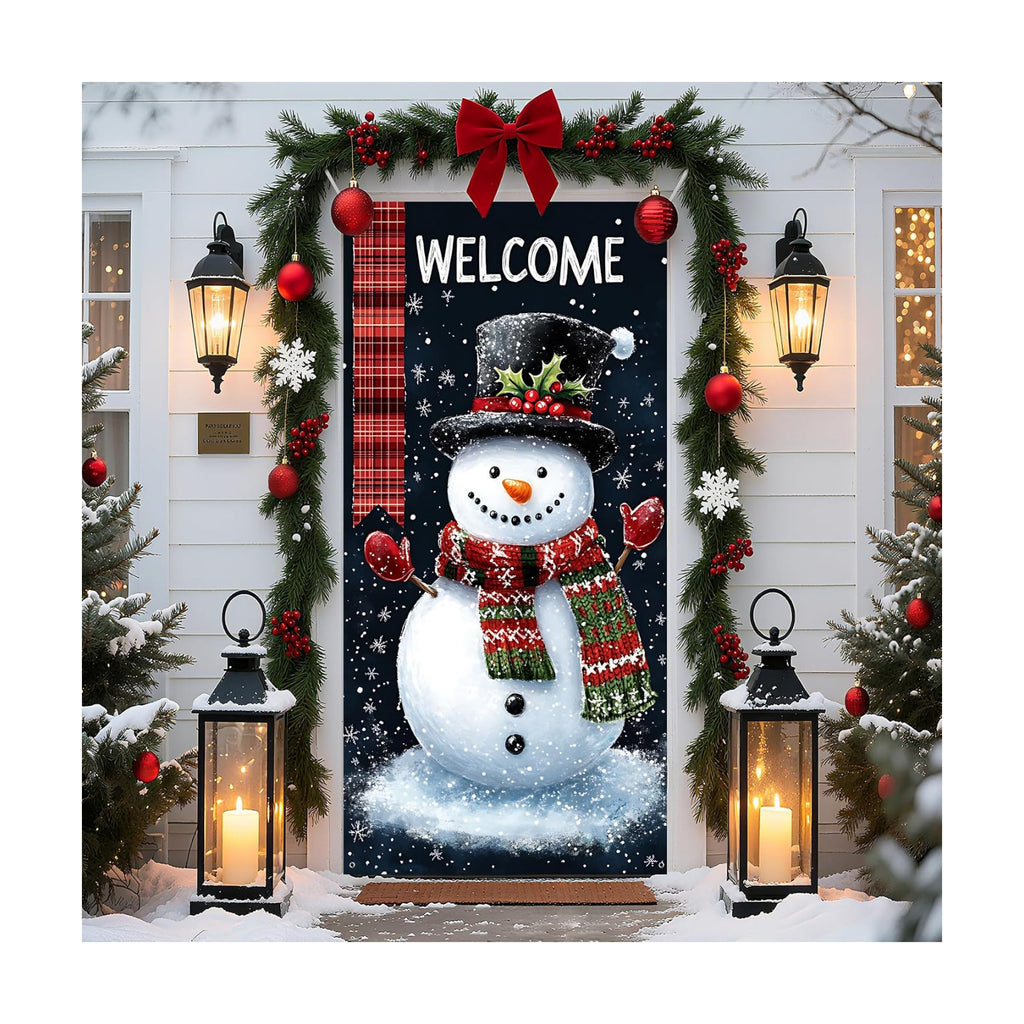 Christmas Door Cover Banner for Front Door Porch Winter Holiday Decor