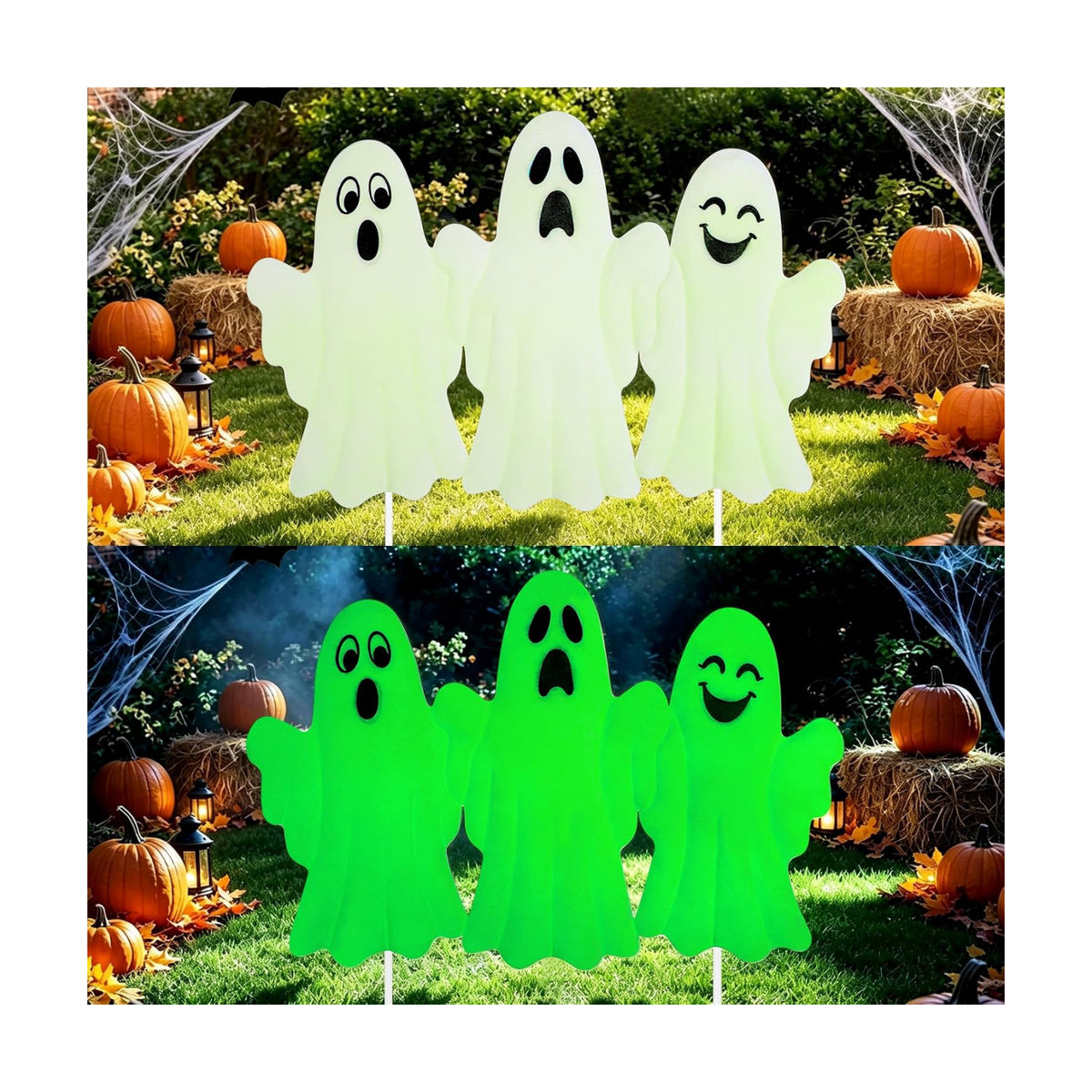 YiYa Halloween Garden Decorations Metal Ghost Yard Signs with Stake