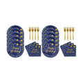 48PCS Happy Birthday Plates and Napkins Party Supplies, Blue and Gold Disposable Paper Plates and Napkins with Forks Tableware Set for Birthday Party Decorations 16 Guests (Pack of 2)