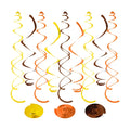 24 PCS Gold Brown Orange Hanging Swirl,Sparkle Ceiling Hanging Decorations,Plastic Streamer Party Decorations with Double-Swirls and Single-Swirls for Fall Birthday, Harvest, Thanksgiving Day,Wedding