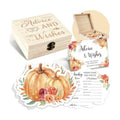50 Pcs Fall Baby Prediction Advice Cards with Wooden Keepsake Box