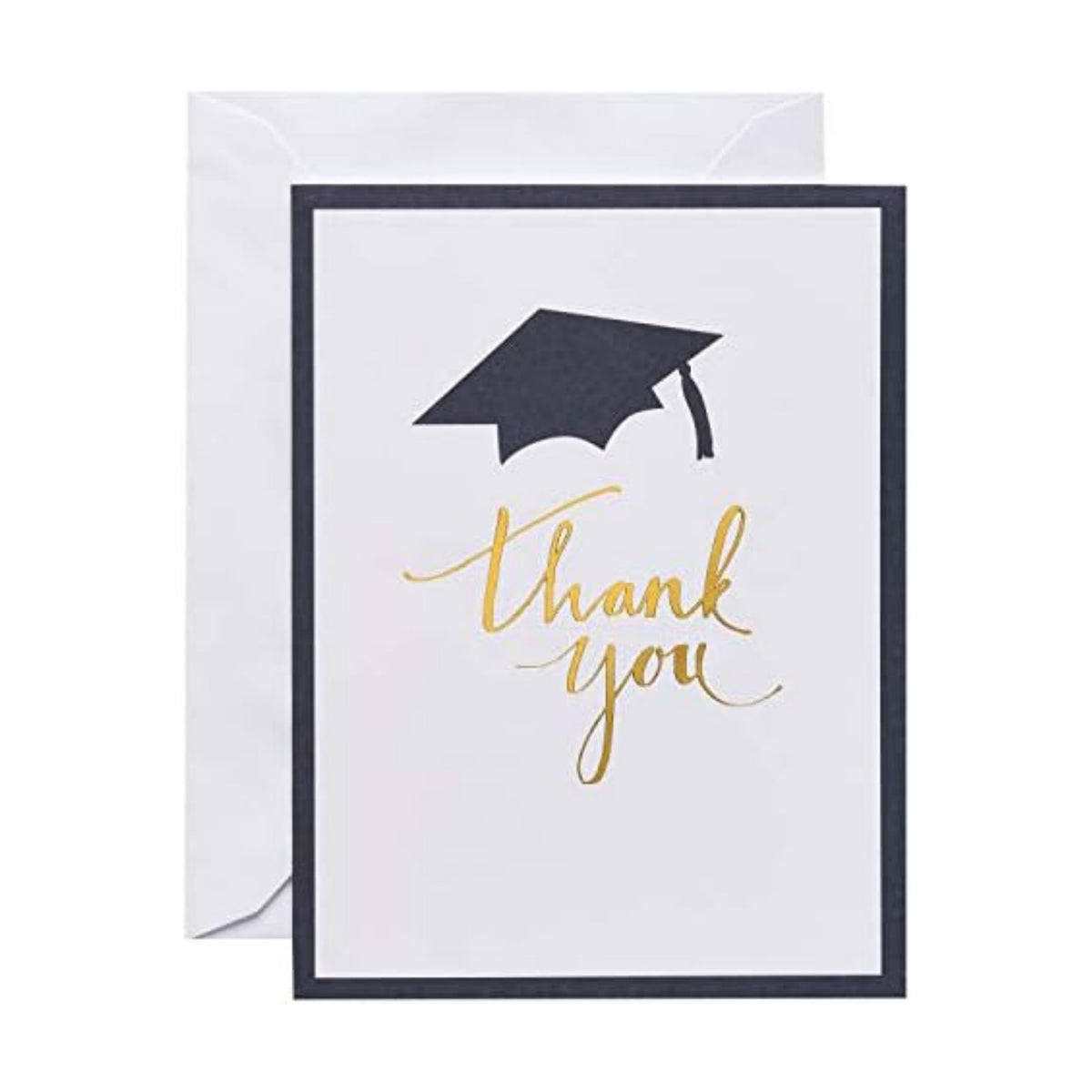 American Greetings Graduation Thank You Note Cards, Mortar Board Gold Script Design, 50 Count (Pack of 12)