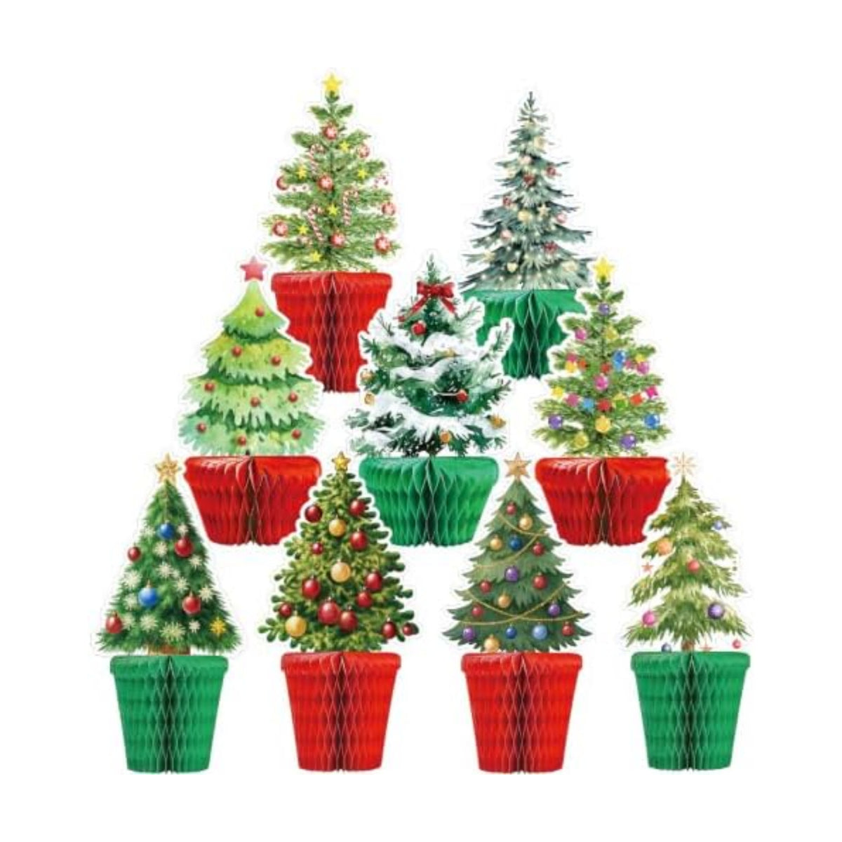 Christmas Tree Honeycomb Centerpieces 9Pcs