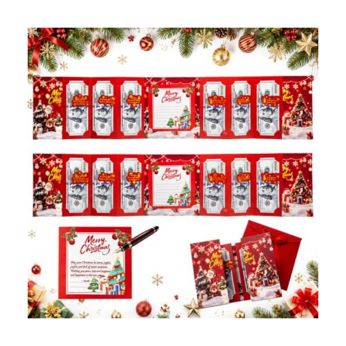 2Pcs Christmas Money Holders for Cash,Christmas Money Envelopes for Cash