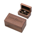 Engraved Walnut Quad Ring Box: "Forever & Always" Wood Ring Holder Case