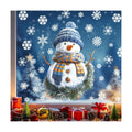 Christmas Window Clings Blue Snowman Window Stickers with Green Garland Double Sided White Snowflake Window Decals Removable Glass Decals for Holiday Home Classroom Party Seasonal Ornaments