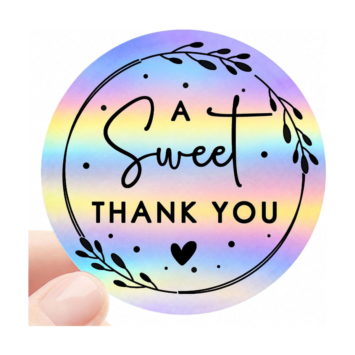 100 x A Sweet Thank You Embossed Sticker Labels Wedding Party Shower Favor Raised Gold Foil Stickers Sweet Treat Sticker for Wedding 1.57” (Holographic)