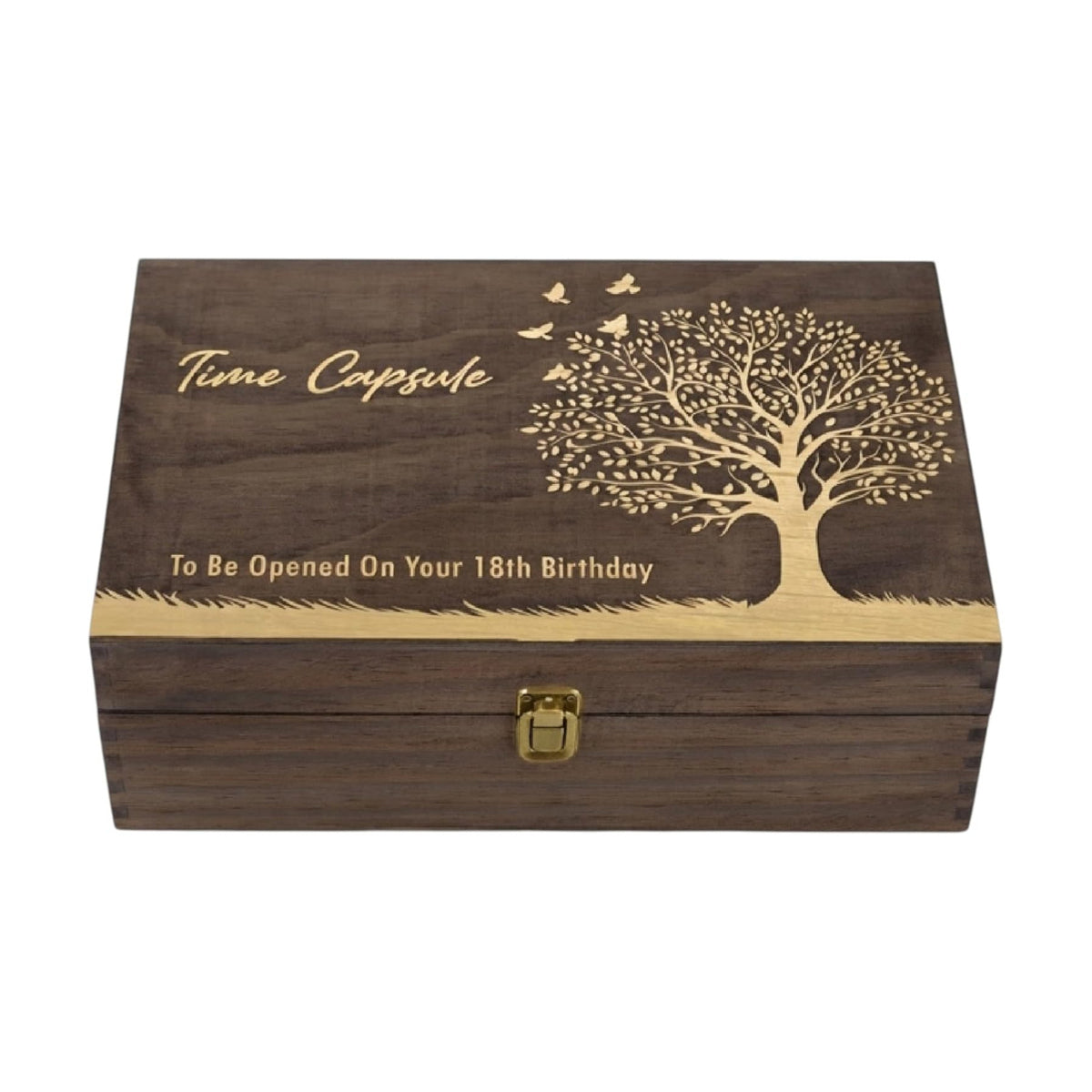 Time Capsule Engraved Wooden Keepsake Box, Memory Box to Be Opened on 18th Birthday with Inside Engraving, Baby Milestone Storage Gift for Photos, Cards & Precious Keepsakes X-Large 14.15 x 9.5 x 4.5"