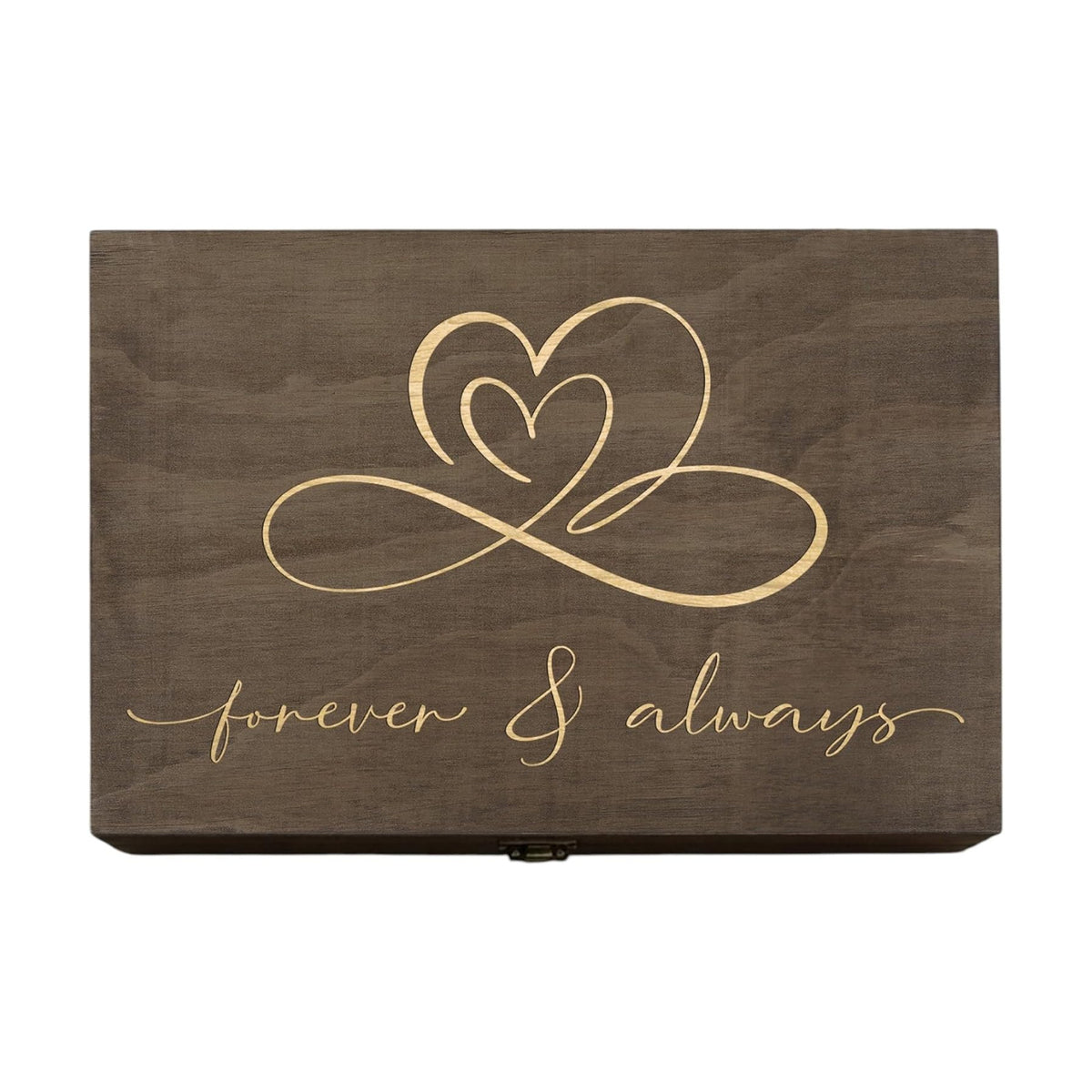 Forever & Always Engraved Wooden Keepsake Box, Romantic Memory Gift Box with Inside Engraving, Pine Wood Rectangle Storage Box for Anniversary, Wedding & Couple Gifts , X-Large ,14.15 x 9.5 x 4.5"