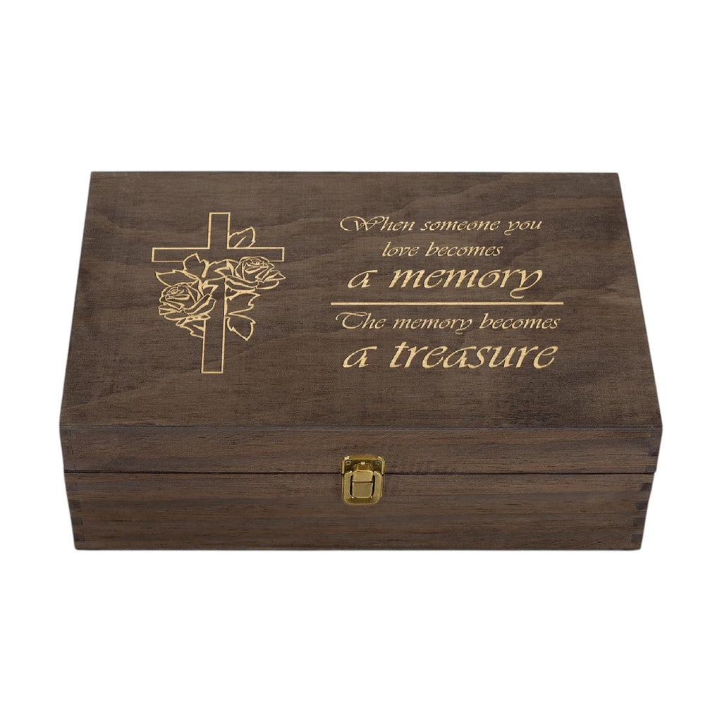 Memorial Engraved Wooden Keepsake Box, Memory Treasure Box with Inside Engraving, Sympathy Remembrance Gift Box for Photos, Letters, Mementos & Precious Memories, X-Large 14.15 x 9.5 x 4.5"
