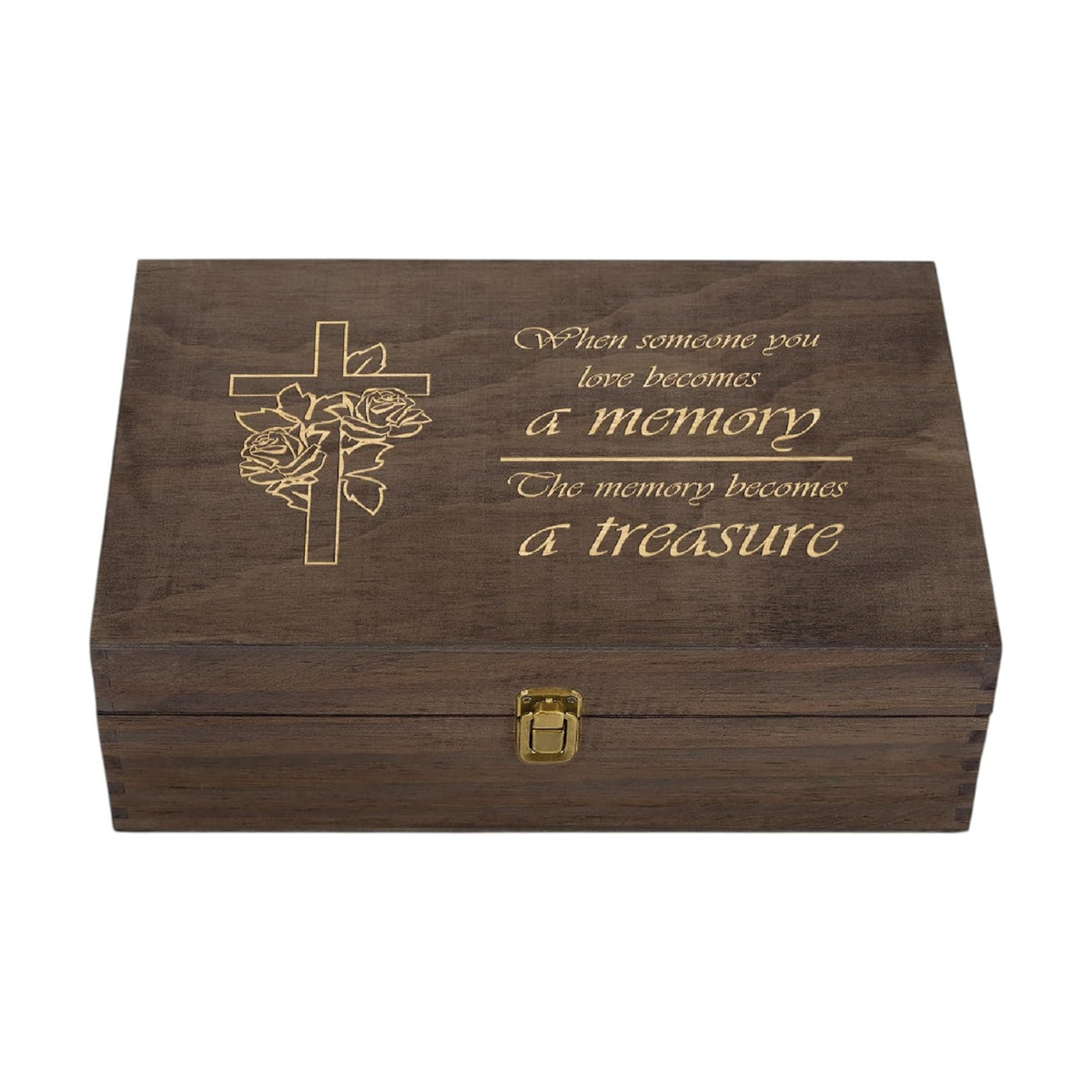 Memorial Engraved Wooden Keepsake Box, Memory Treasure Box with Inside Engraving, Sympathy Remembrance Gift Box for Photos, Letters, Mementos & Precious Memories, X-Large 14.15 x 9.5 x 4.5"