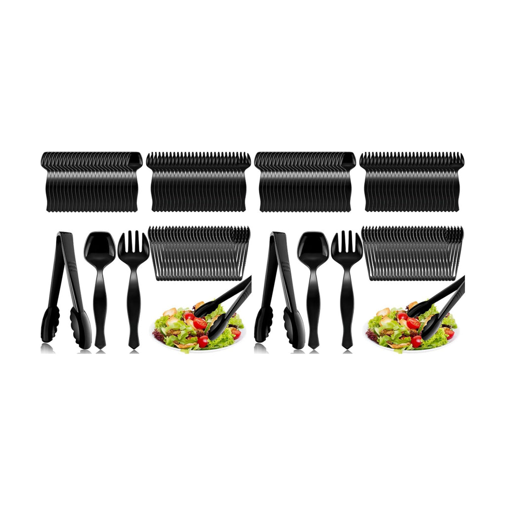 Mwellewm 72Pcs Plastic Serving Utensils Set, Disposable Spoons Tongs Forks (Pack of 2)