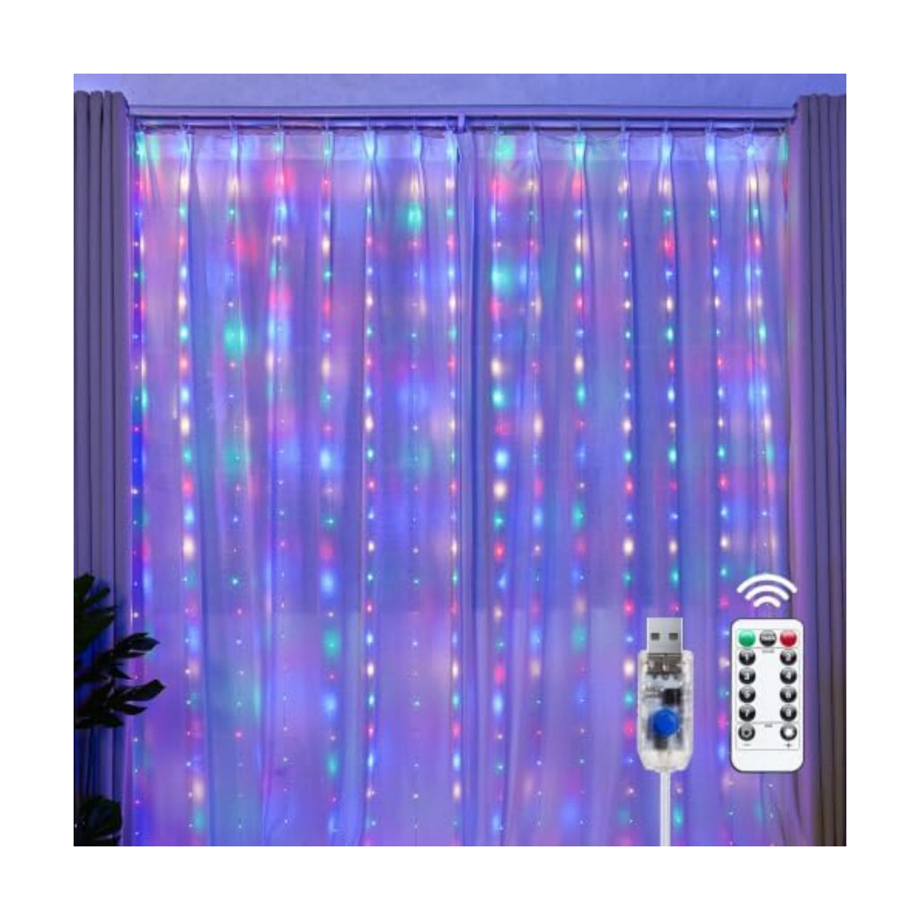 Brightown 300 LED Fairy Curtain Lights, 9.8ft x 9.8ft Curtain String Lights