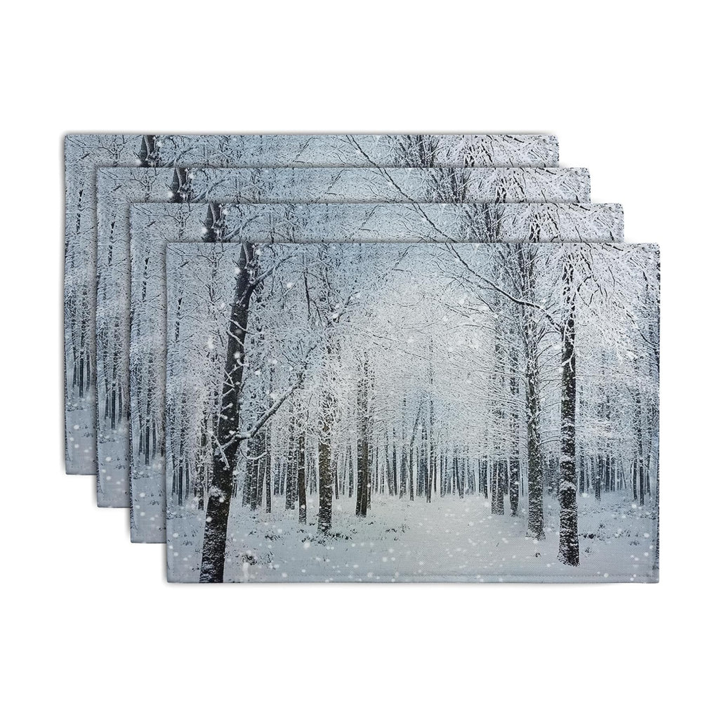 Winter Placemats Set of 4 Snowy Forest Table Place Mats