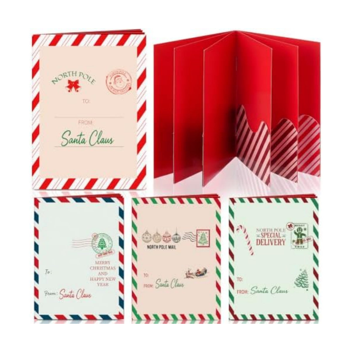 AmazingSpark 4 Set Postal Themed Christmas Gift Card Booklet for Cash