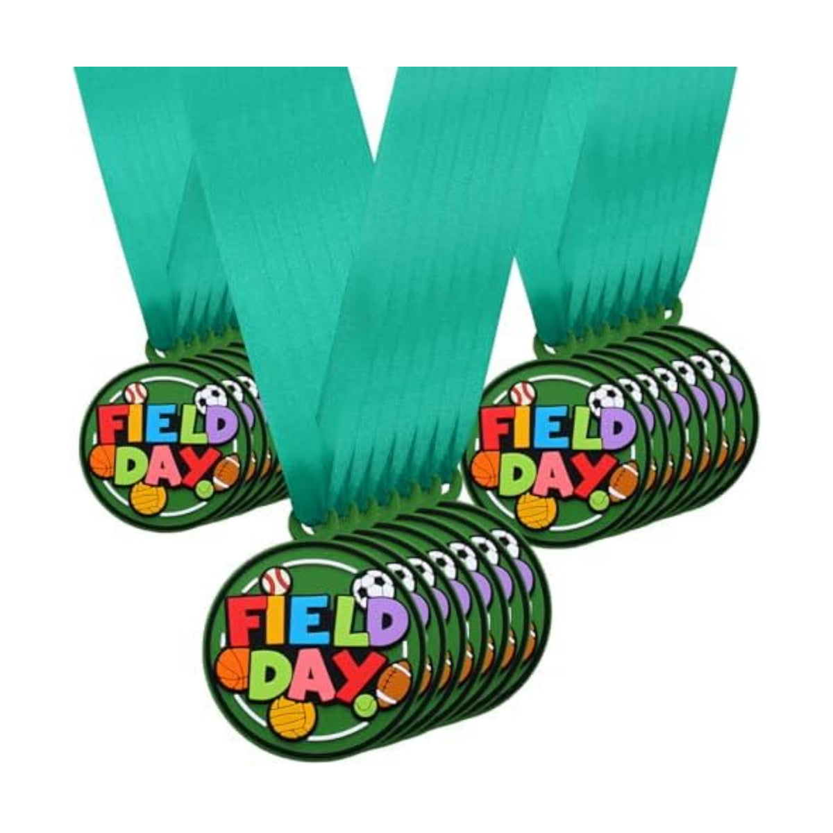 24 Pcs Sport Ball Award Medal Bulk with Ribbon