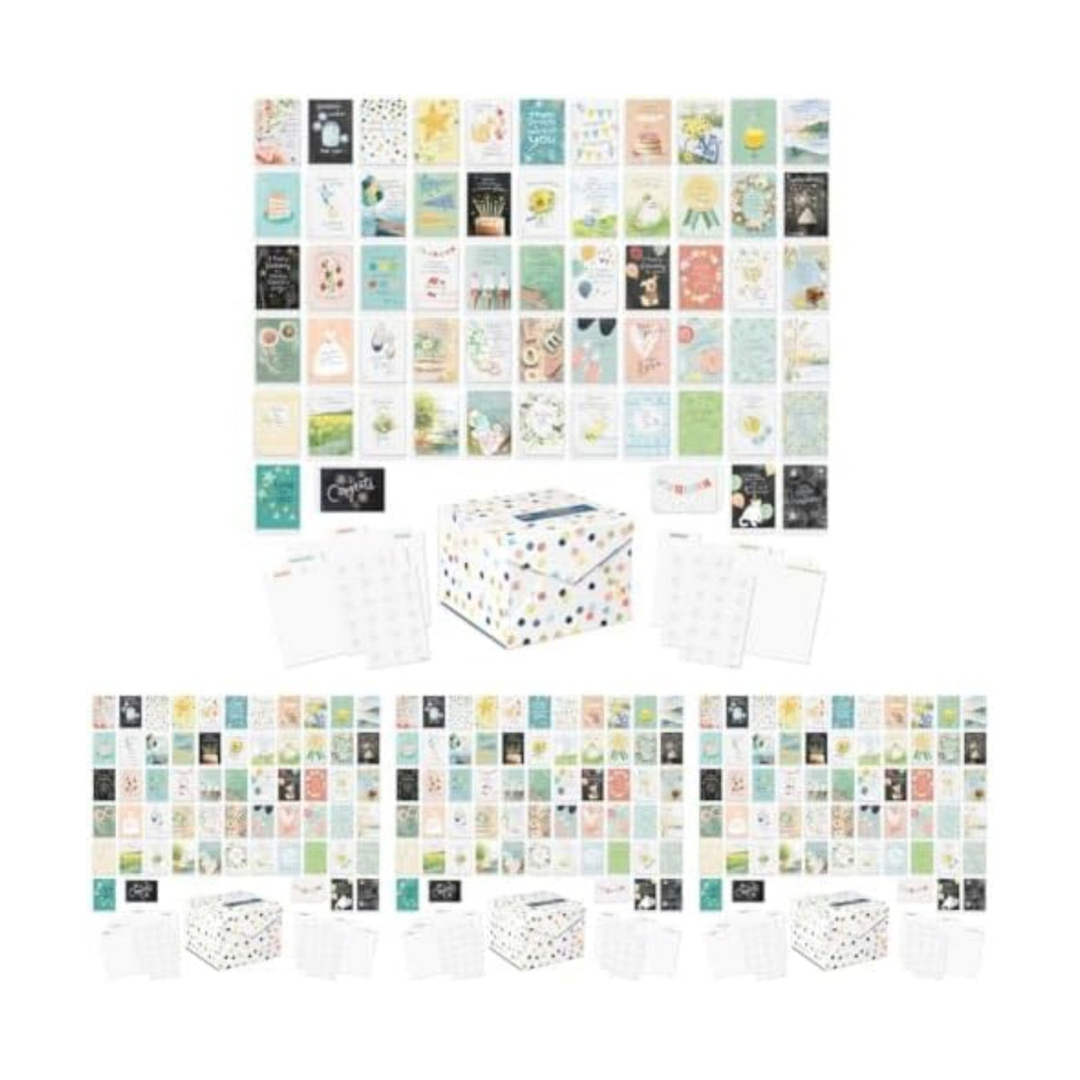 American Greetings 65-Count All-Occasion Greeting Card Pack, Assorted Watercolor & Playful Illustration Designs designed by Kathy Davis Studios, A6 (Pack of 4)