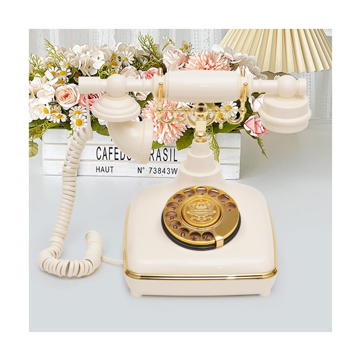 UKBW Audio Guest Book Wedding Phone, Audio Phone Guestbook, Record Audio Messages with Guestbook, Guestbook Alternative for Wedding, Birthday Party, Baby Shower, Anniversary, Engagement(Beige)
