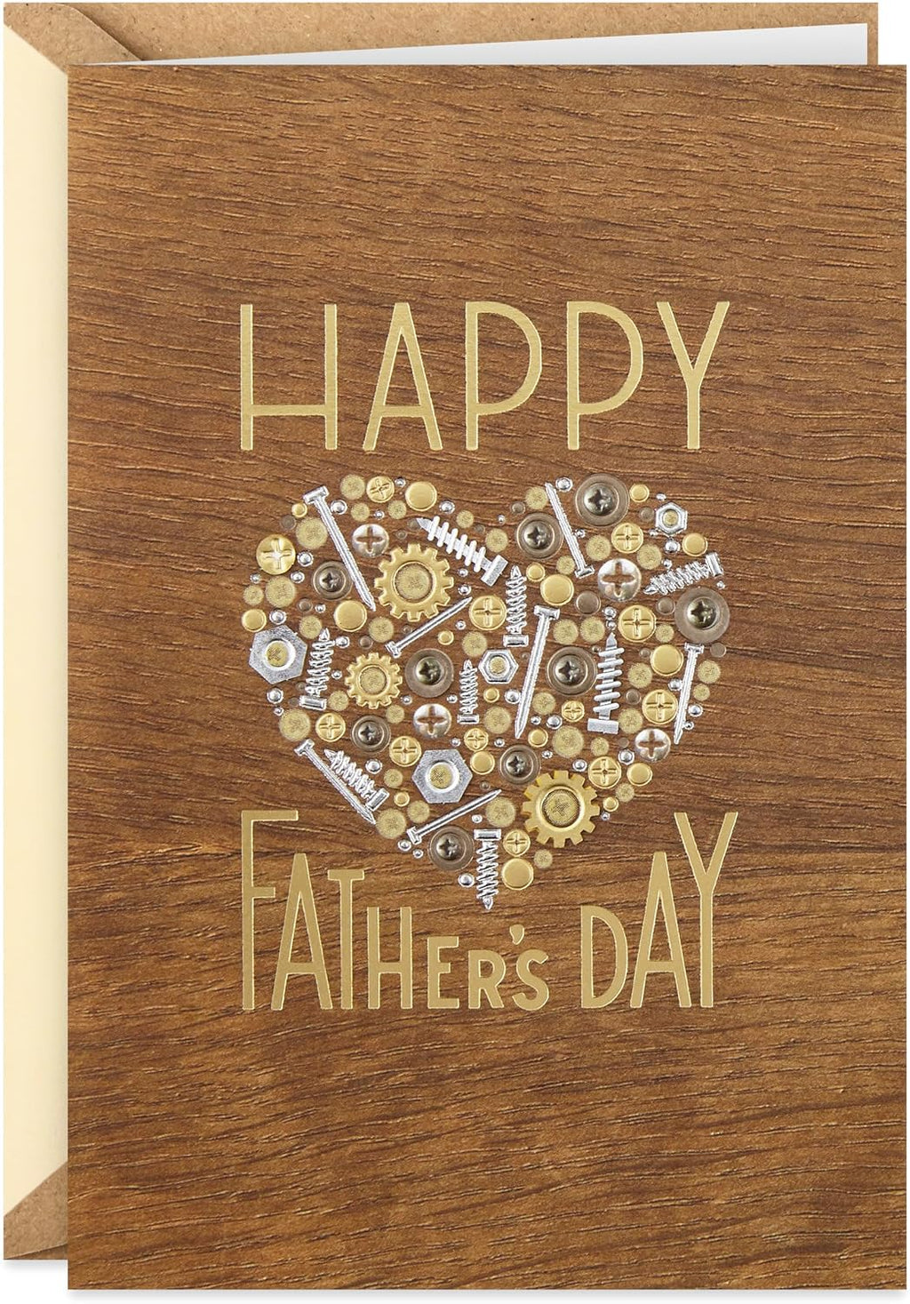 Hallmark Signature Wood Fathers Day Card for Dad (Nuts and Bolts Heart)