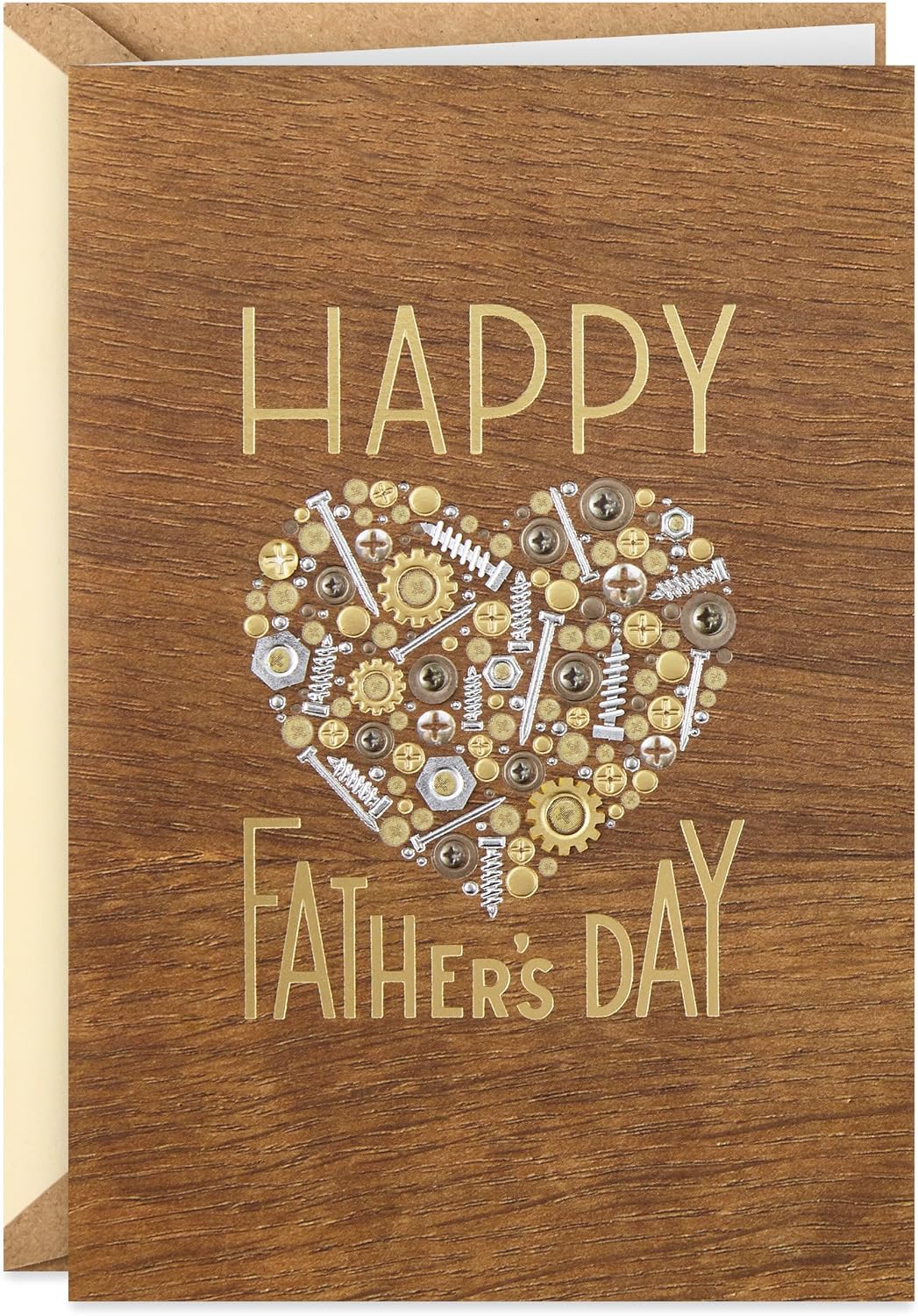 Hallmark Signature Wood Fathers Day Card for Dad (Nuts and Bolts Heart)